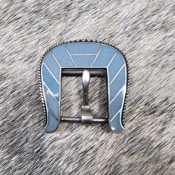 Sterling Silver Inlaid Stone Ranger Belt Buckle